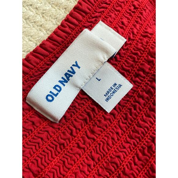 Old Navy Women Size Large Fit & Flare Floral Printed Red Dress - Picture 3 of 4